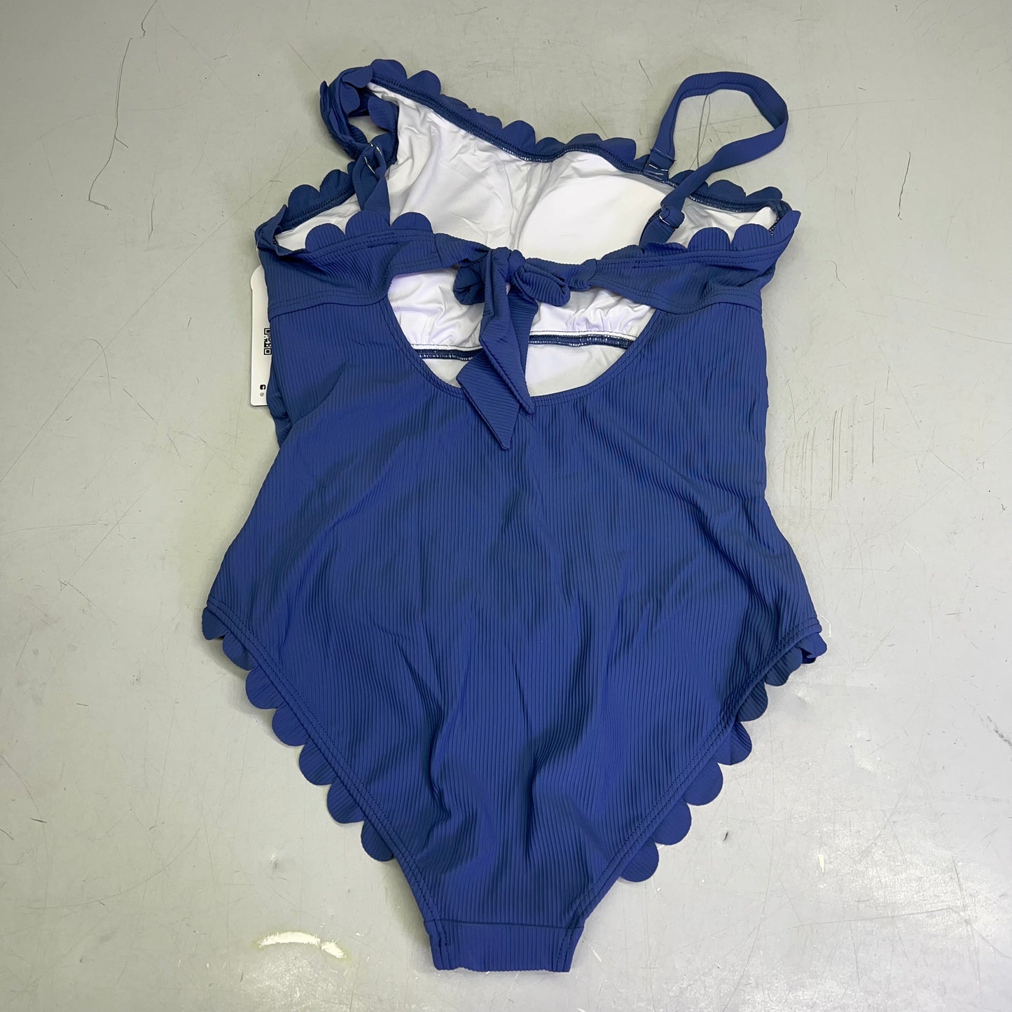 CHARMO Asymmetrical Retro Ribbed Moderate Cut One Piece Swimwear Wmn Sz L Blue
