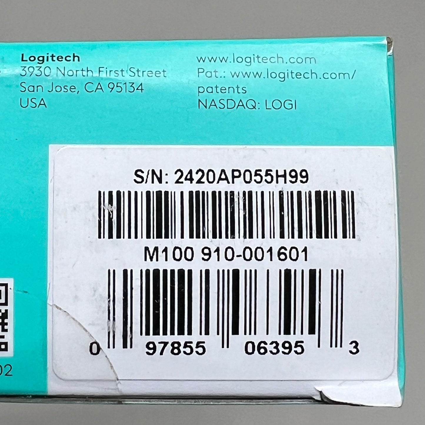 LOGITECH Full-Size USB Wired Mouse (2-Pack) 4.5" x 2.5" Black M100