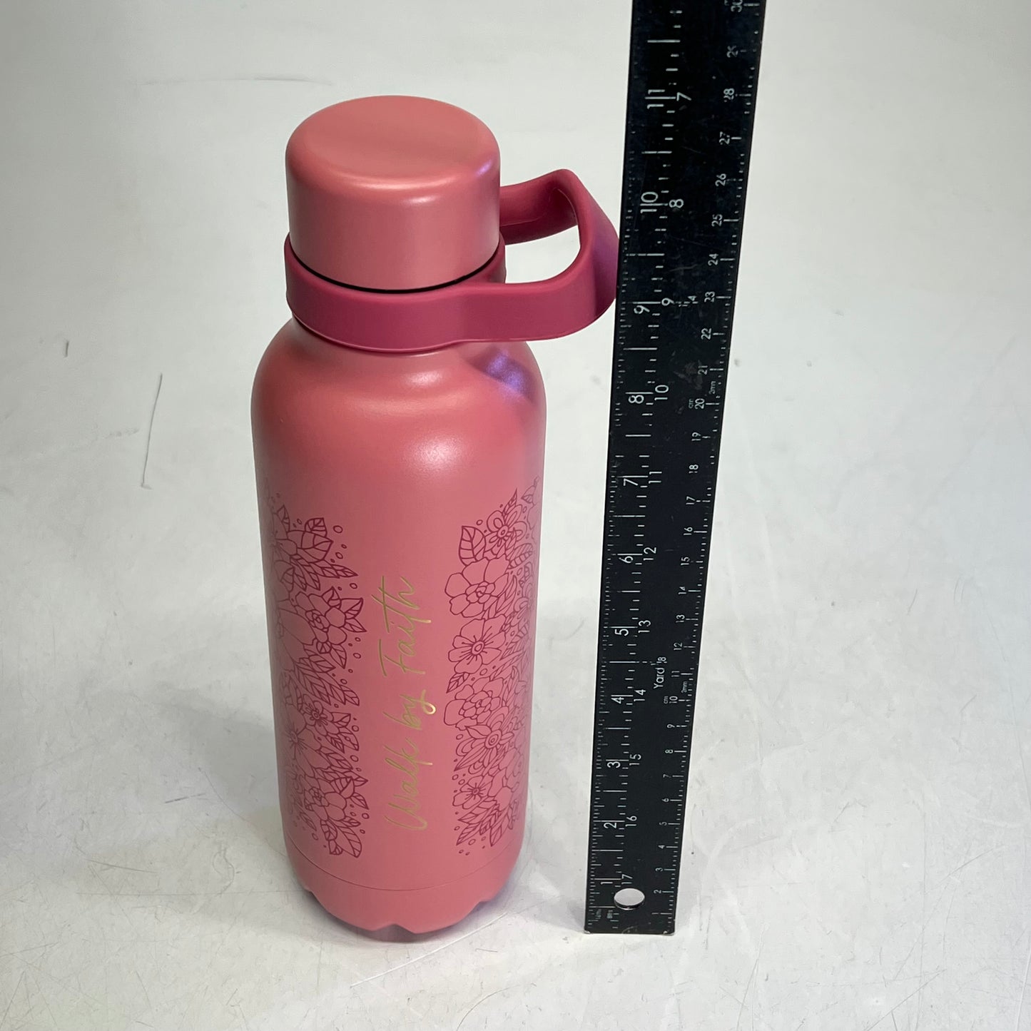 CHRISTIAN ART GIFTS Walk By Faith Stainless Steel Water Bottle 24 Fl Oz Pink