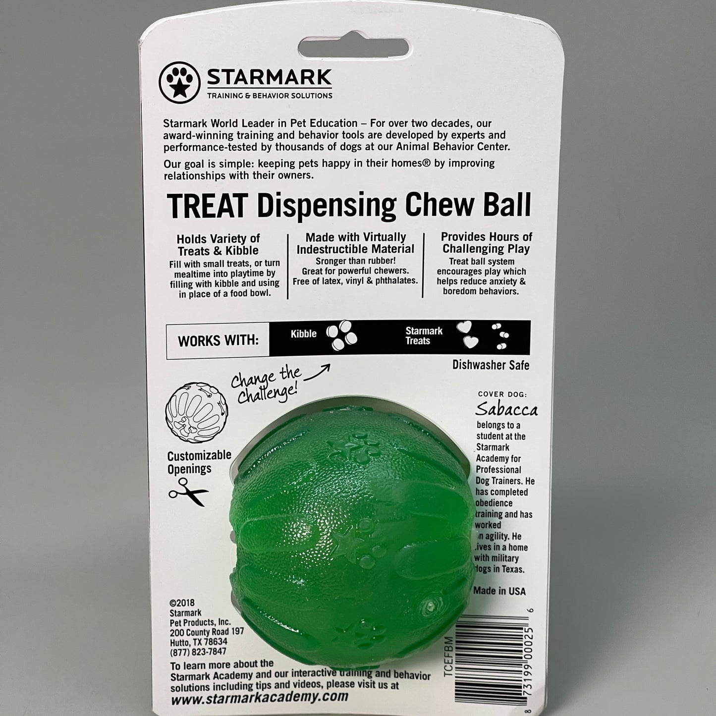 STARMARK 2-PACK! Treat Dispensing Chew ball Medium 2.5" Green TCEFBM