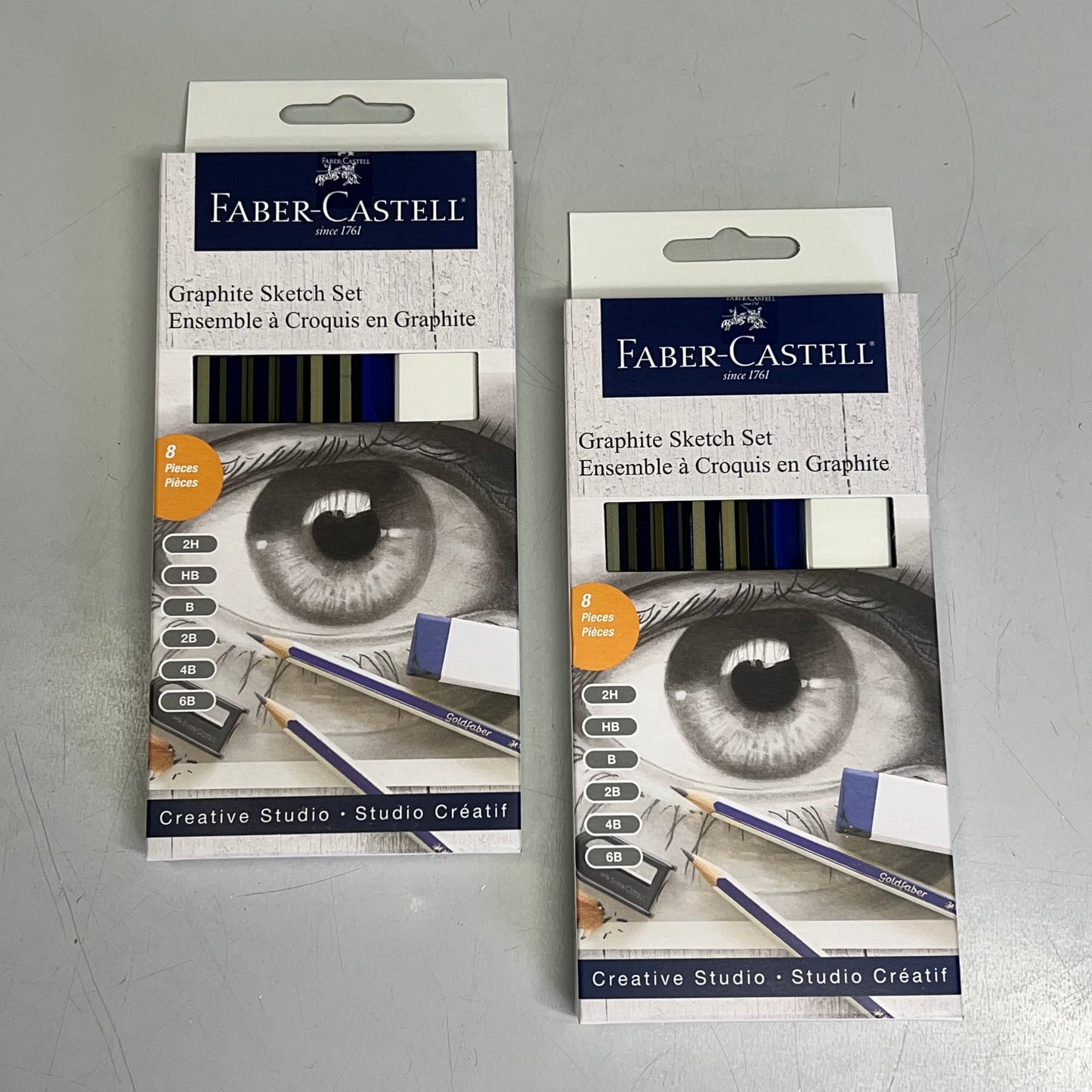 FABER-CASTELL (2 PACK) Graphite Sketch Pencil Set W/ Clay 8 Piece Set 114000T