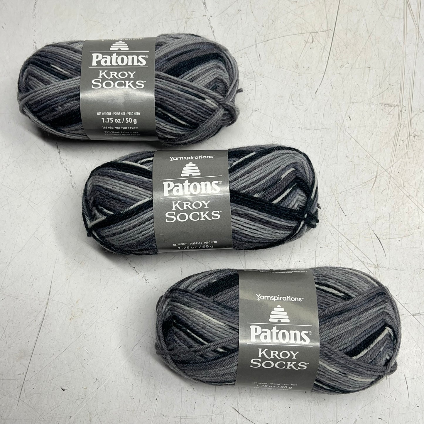 PATONS (3 PACK) Kroy Socks Yarn For Garments & More 166 Yds Tourmaline Stripes