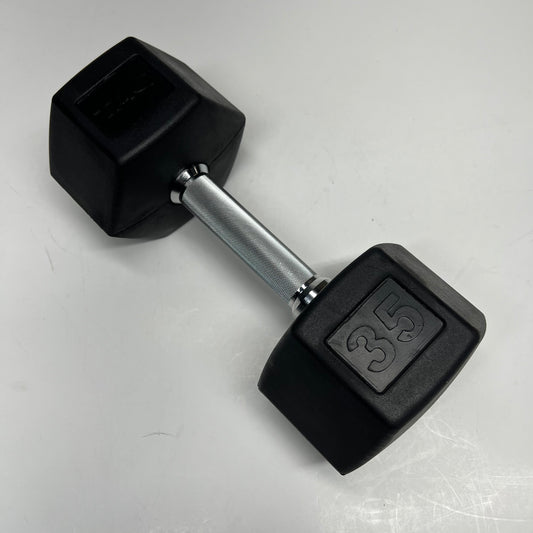 ZA@ TAG Metal & Rubber Dumbbells 35lbs Black/Chrome 1908