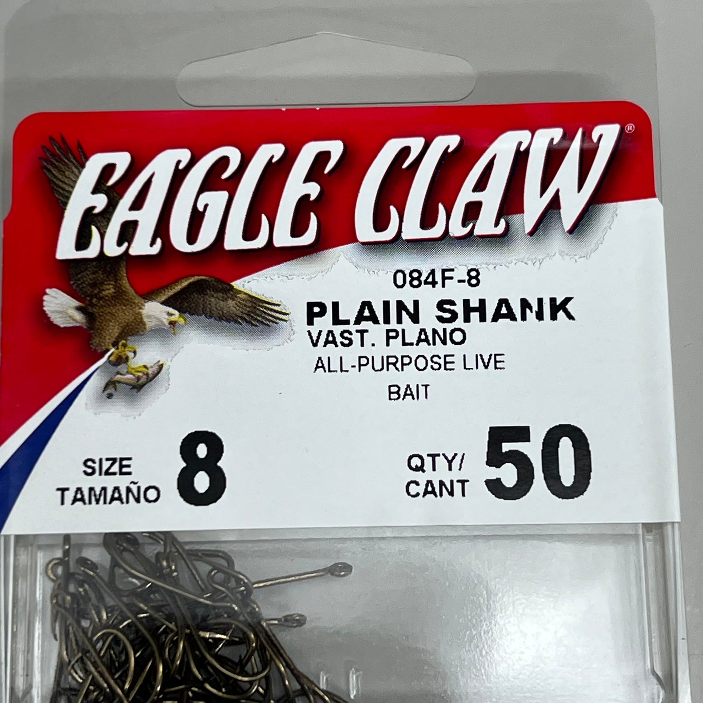 EAGLE CLAW Sharp Plain Shank All Purpose Live Bait Holder Bronze #8 50pc 084F-8