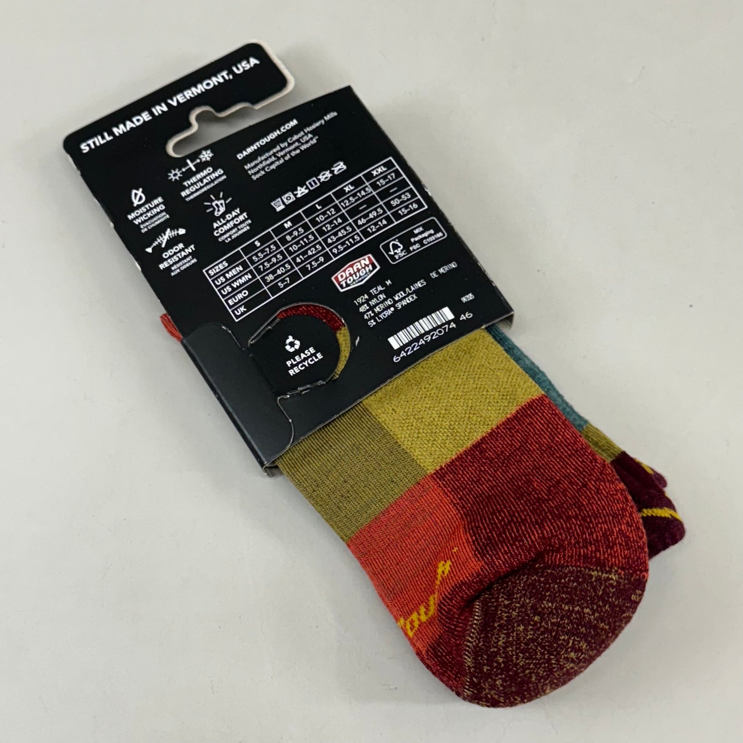 DARN TOUGH Hike/Trek Socks Micro Crew Lightweight Men SZ M 8-9.5 Teal Merino Wool