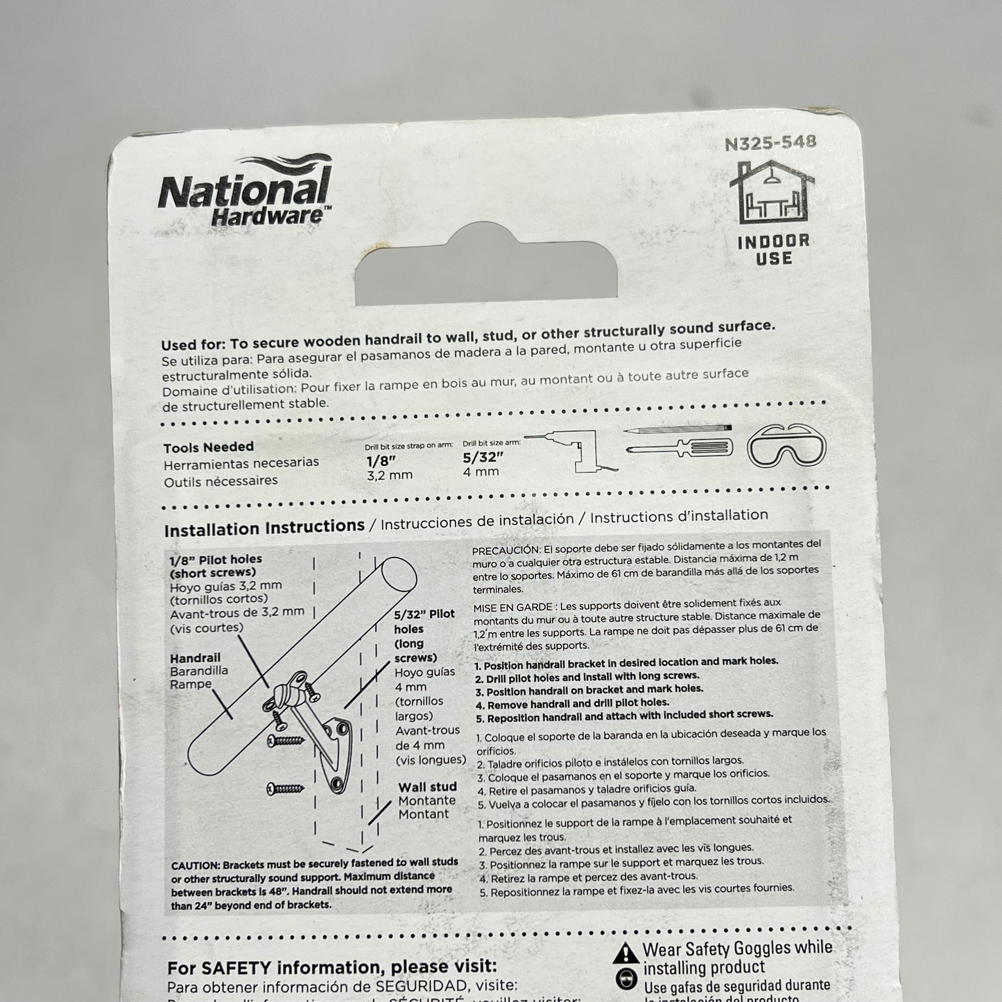 NATIONAL HARDWARE (2 PACK) Hand Rail Bracket 250 lb Satin Nickel N325-548