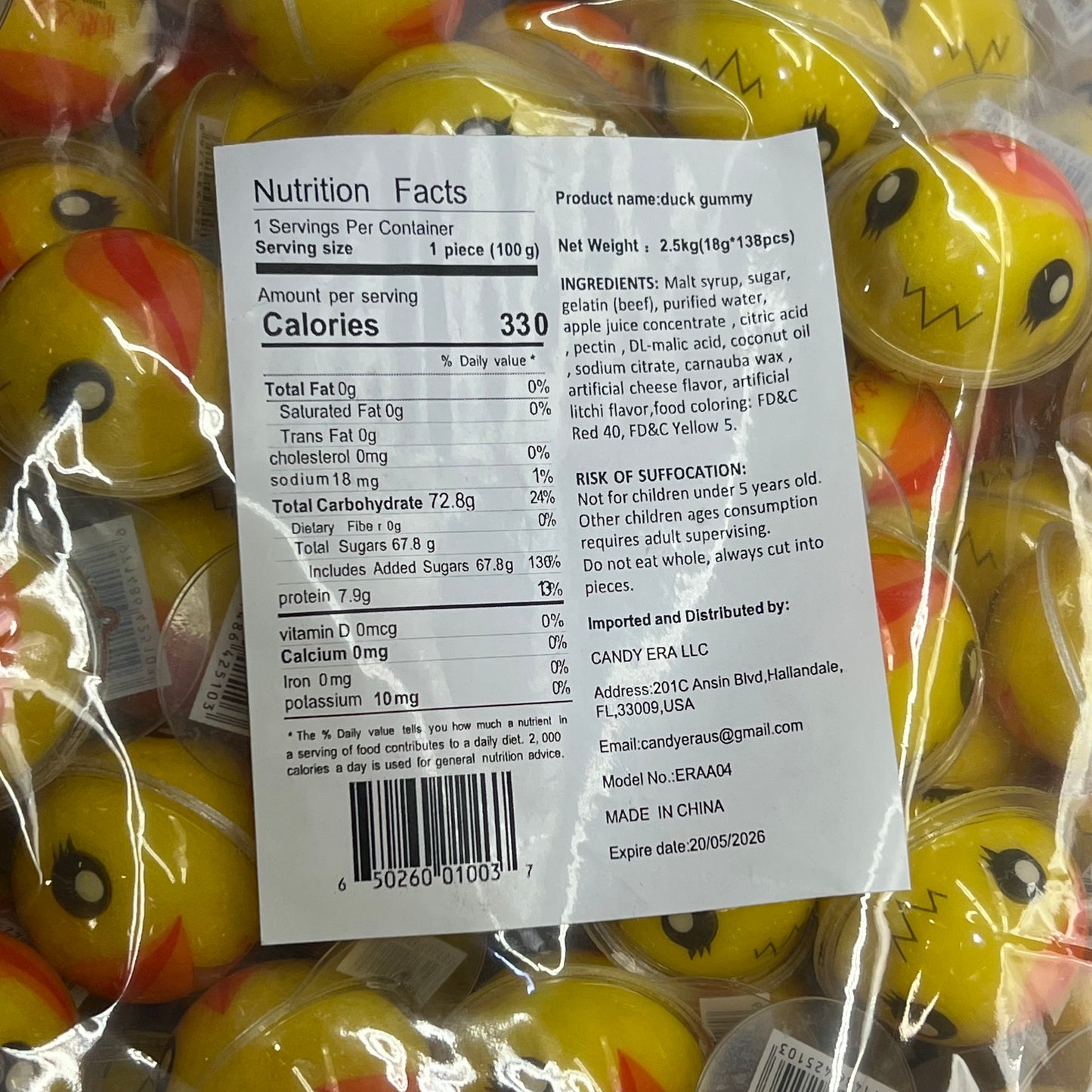 DEER DADA (5 LBS BAG) Individually Wrapped Gummy Filled Duck Candy's BB 05/26