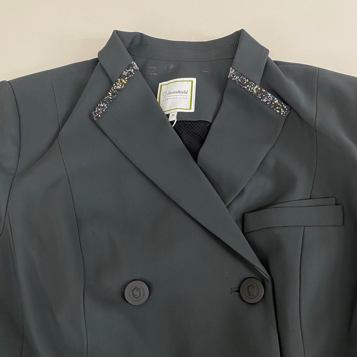 SAMSHIELD Short Frac Premium Equestrian Jacket Women's Sz US 6, UK 8, FR 36 Moonless Night