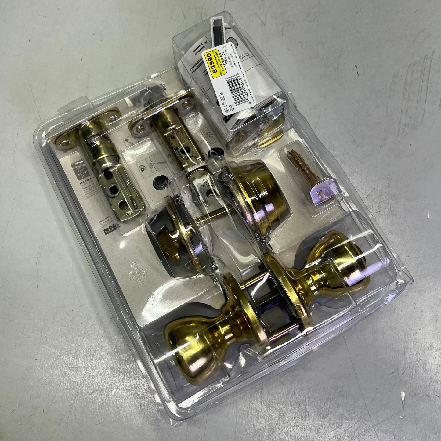 KWIKSET Tylo Polished Deadbolt & Passage Knob 1-3/4" Polished Brass 96900-253