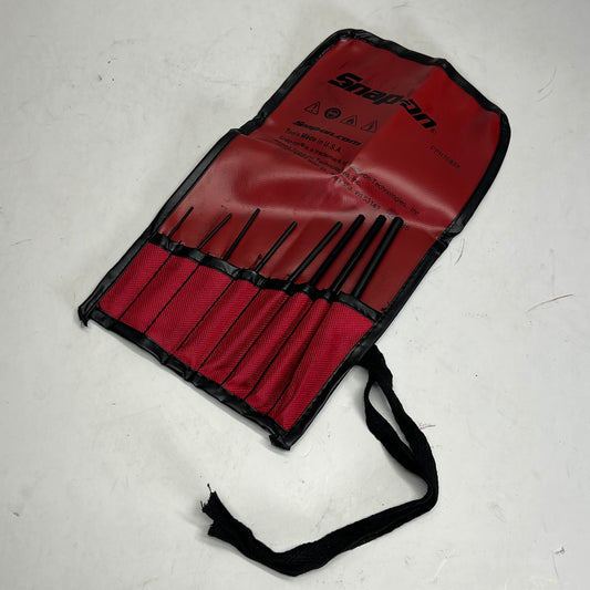 SNAP ON Roll Pin Punch Set & Pouch Tough Alloy Steel 8 Piece Red/Black PPR708BK