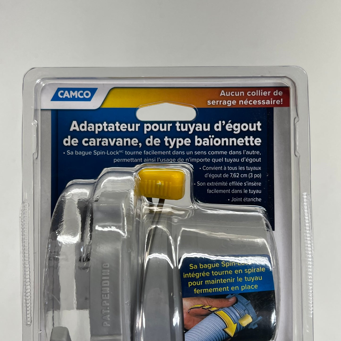 CAMCO (2 PACK) Easy Slip Straight Hose Adapter W/ Slip Lock Grey/Yellow 39173