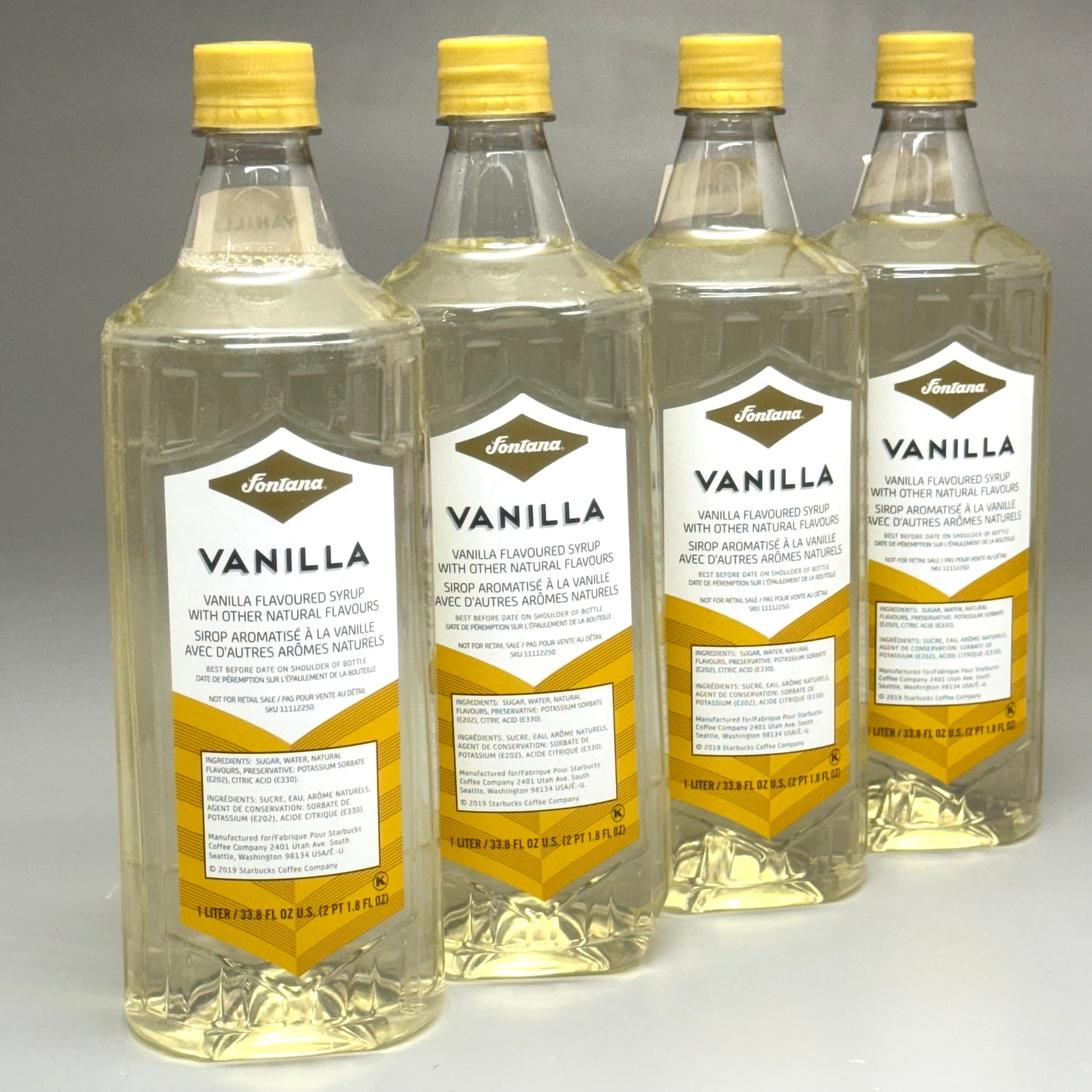 STARBUCKS (4 PACK) Fontana Vanilla Flavored Syrup 33.8 fl oz/Bottle (BB 11/24) 11112250