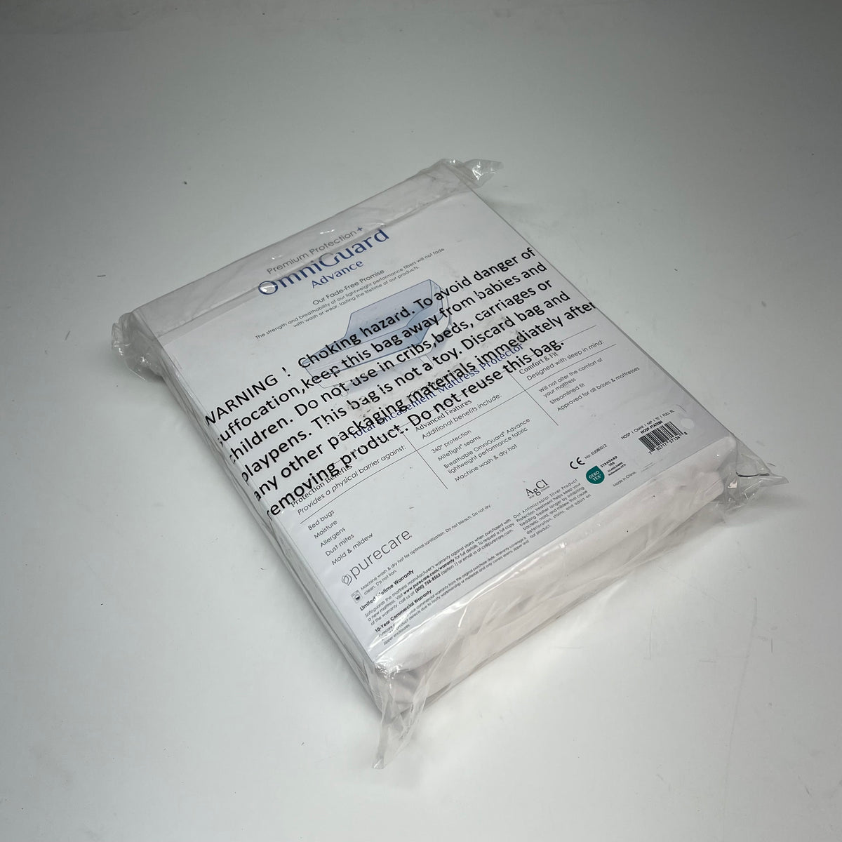 PURE CARE Omni Guard Total Encasement Mattress Protector Full XL White FTATE80
