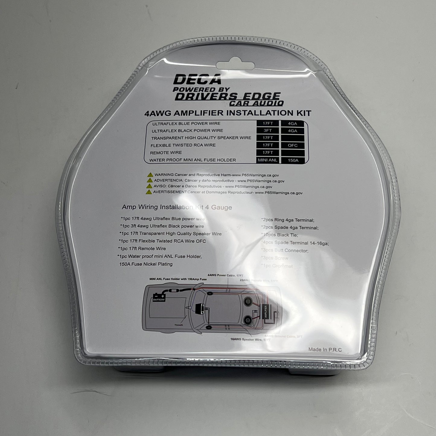 DECA Powered by Drivers Edge Car Audio Wire Kit  4AWG 2,200W Blue