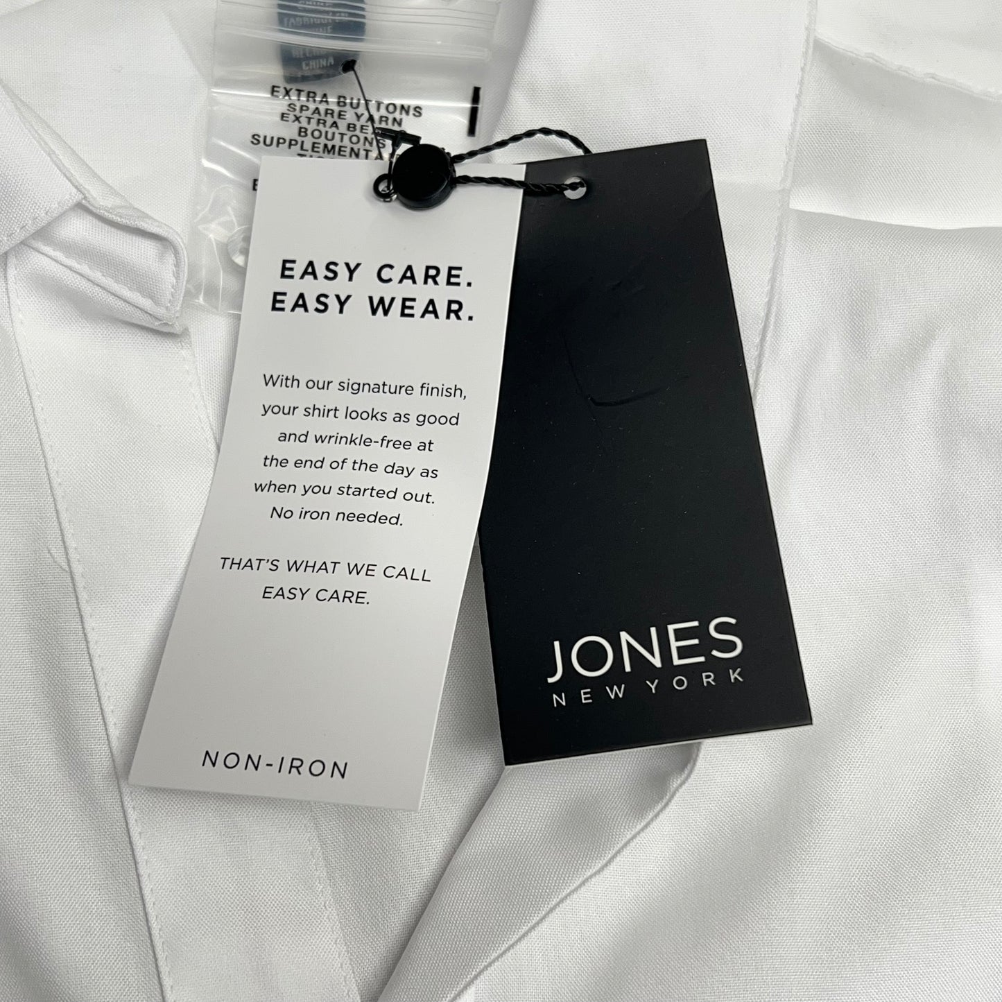 JONES New York Easy Care Professional Button Up Collared Shirt Women's Sz M White