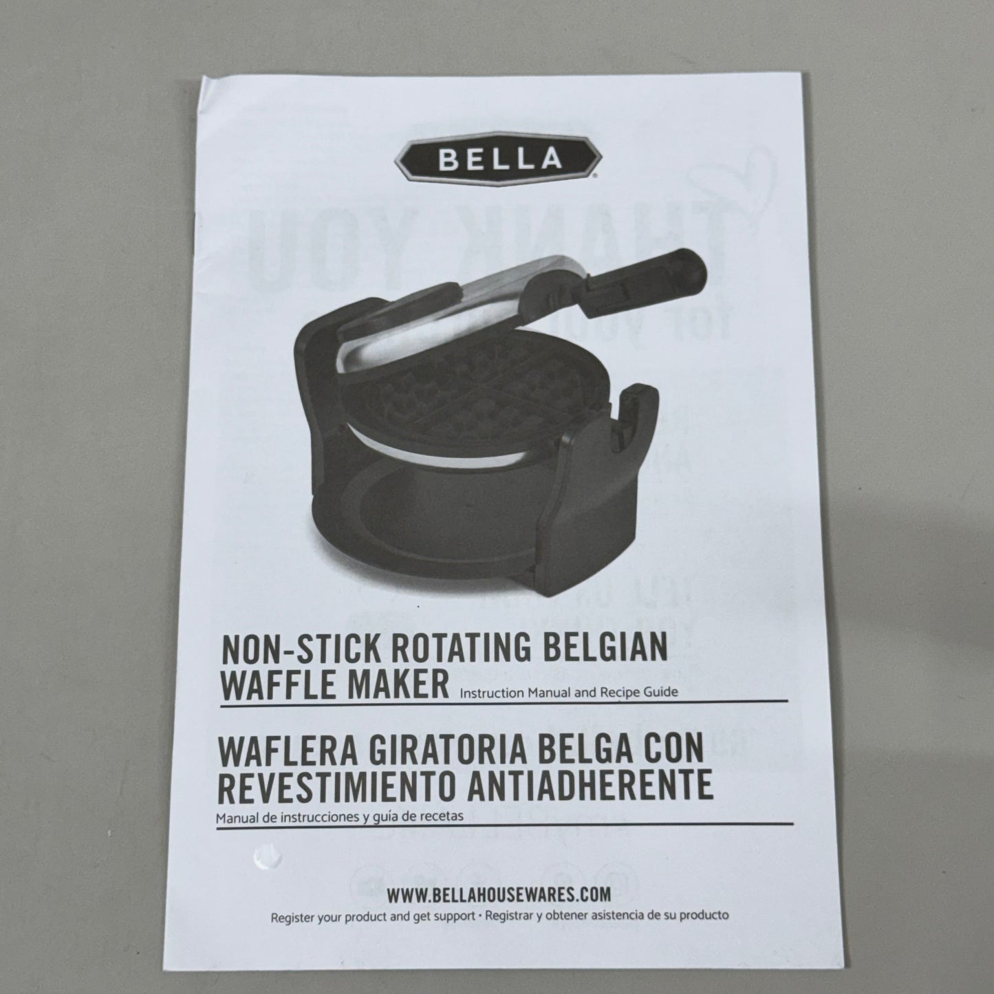 BELLA Compact Rotating Belgian Waffle Maker BPA FREE Stainless Steel As-is