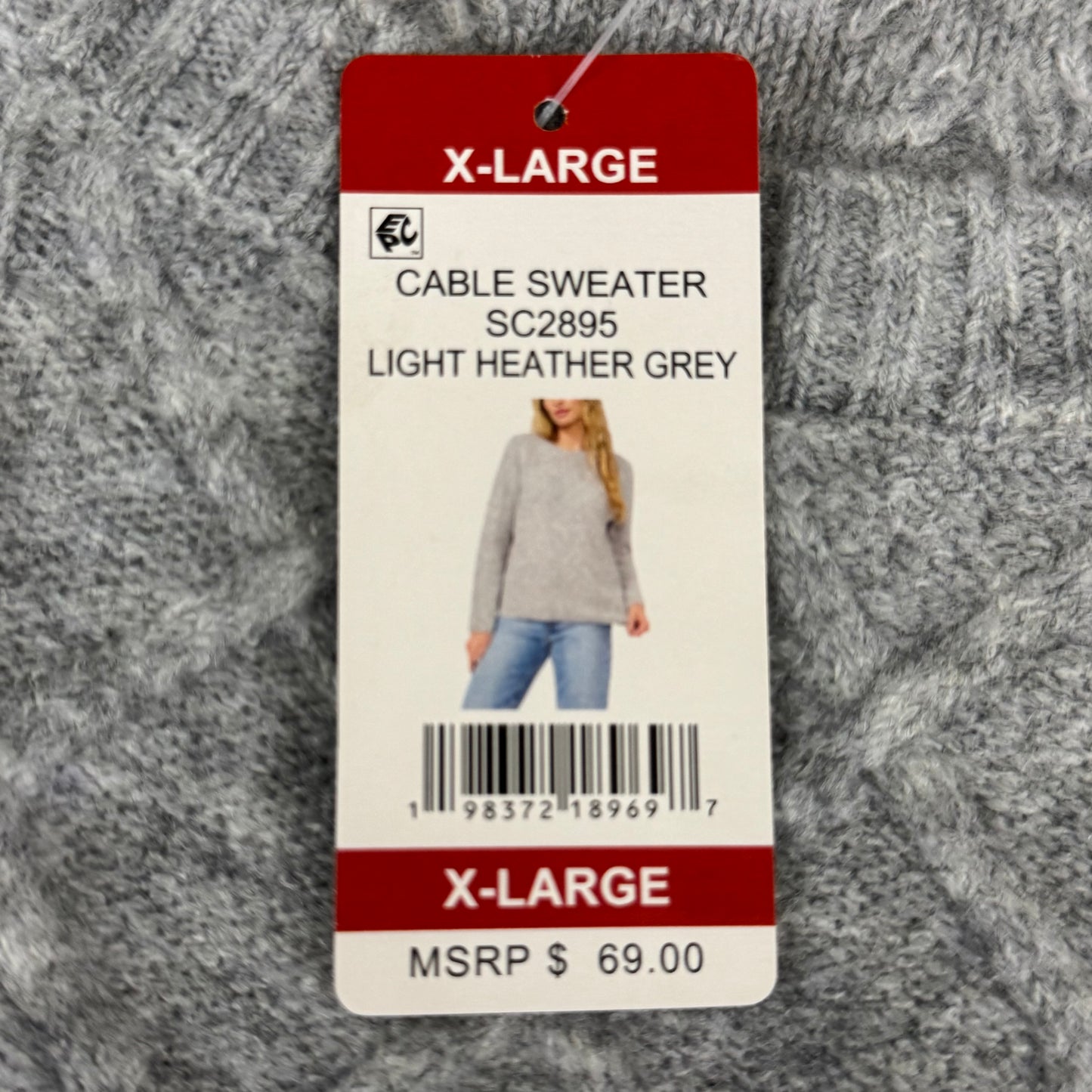 VINCE CAMUTO Cable Knit Sweater Women's Sz-XL Light Heather Grey SC2895