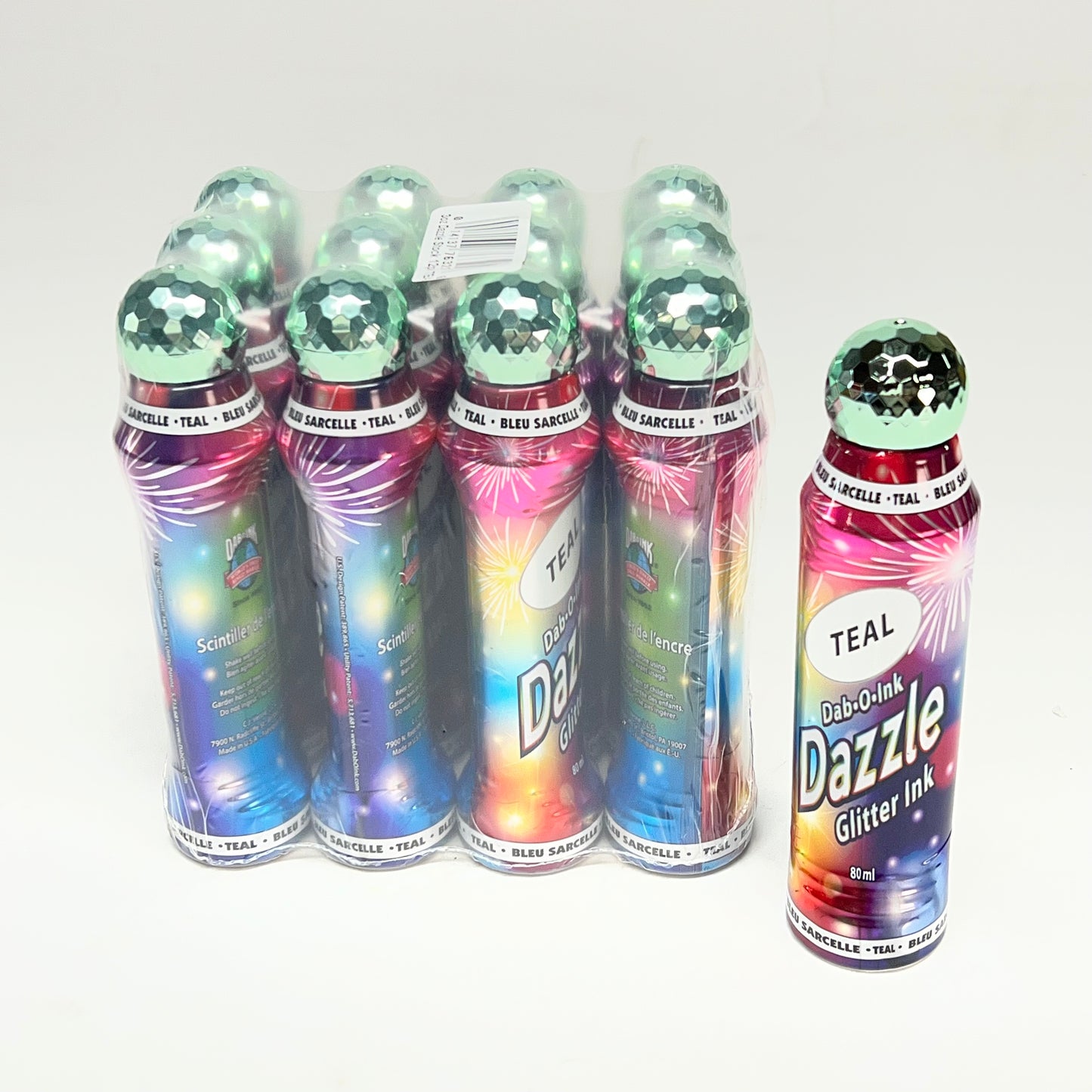 DAB O INK (12 PACK) Dazzle Shimmery Glitter Ink Bingo Dot Marker 80 Ml Teal A26