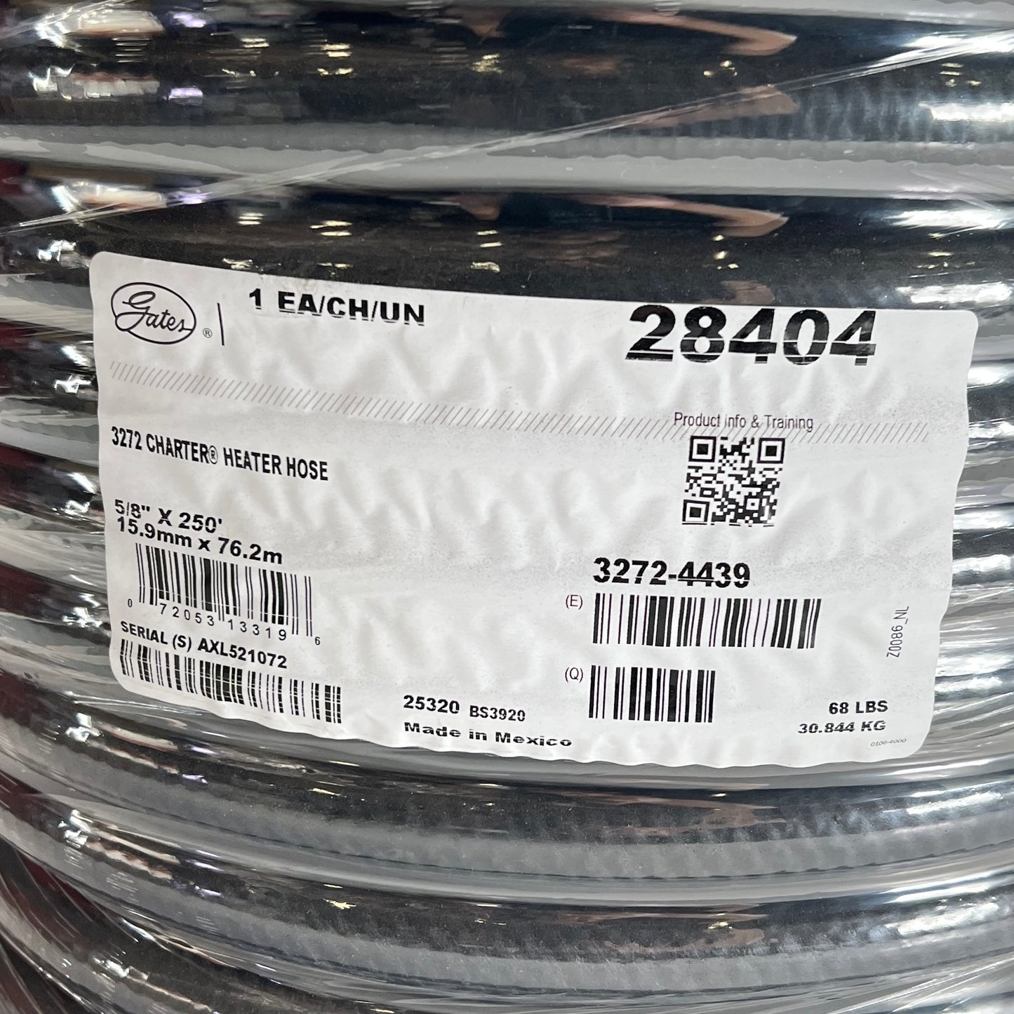 GATES Cheater Heater Hose -40°f To +257°f Temp Range 5/8" X 250' Black 3272