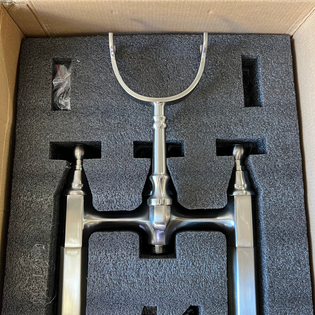 WOODBRIDGE Freestanding Bathtub Faucet Floor Mount Tub Filler with Handheld Shower Sz 39.5"H x 10.5"W - Chrome KF201-CH