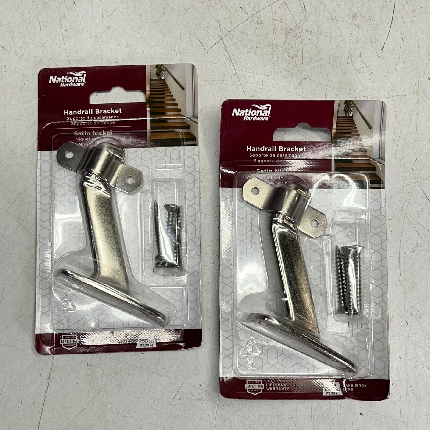 NATIONAL HARDWARE (2 PACK) Hand Rail Bracket 250 lb Satin Nickel N325-548