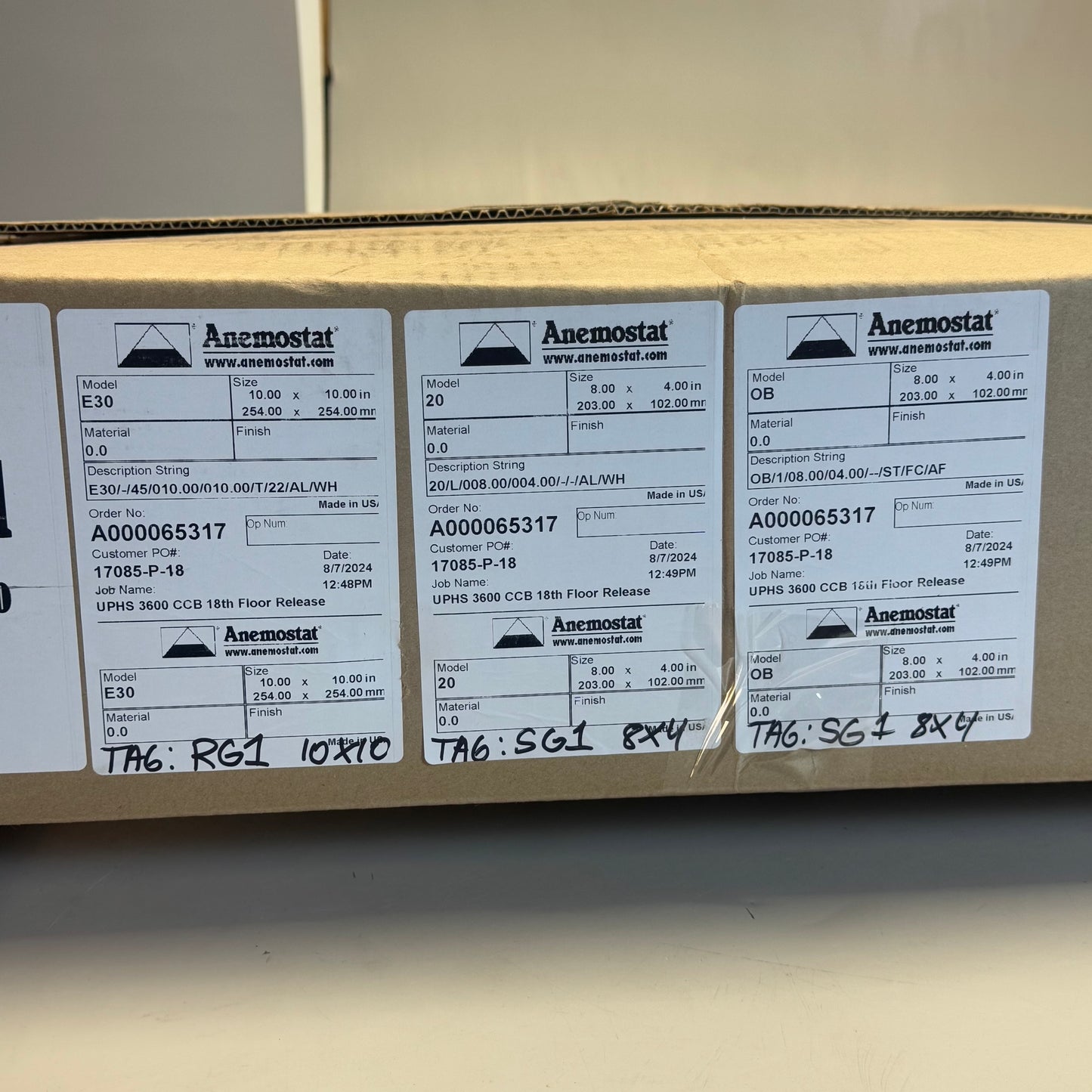 ANEMOSTAT 3 Pcs Diffuser Ceiling Vent Sz 24” x 24” White A65317