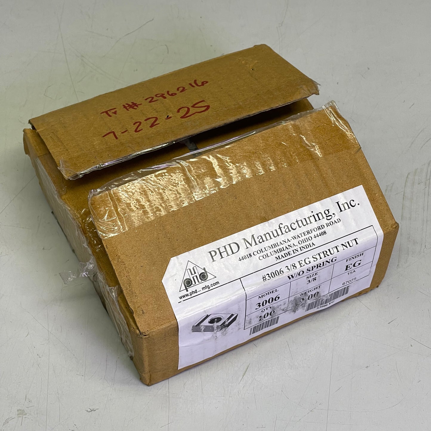 PHD MANUFACTURING (100 PACK) Strut Nut w/o Spring 3/8 Low Carbon Steel S3006 EG