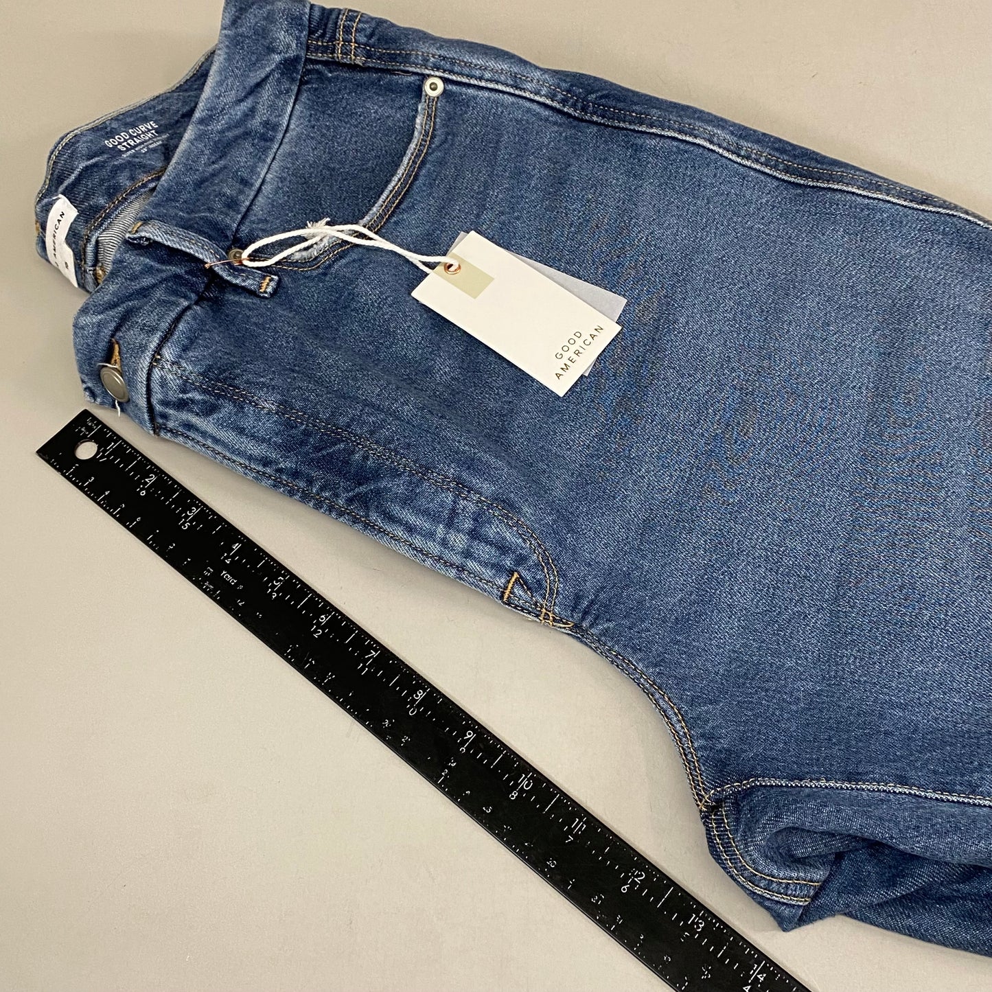 GOOD AMERICAN Good Curve Straight Jeans Women's Sz 15 Indigo737 GCST220T