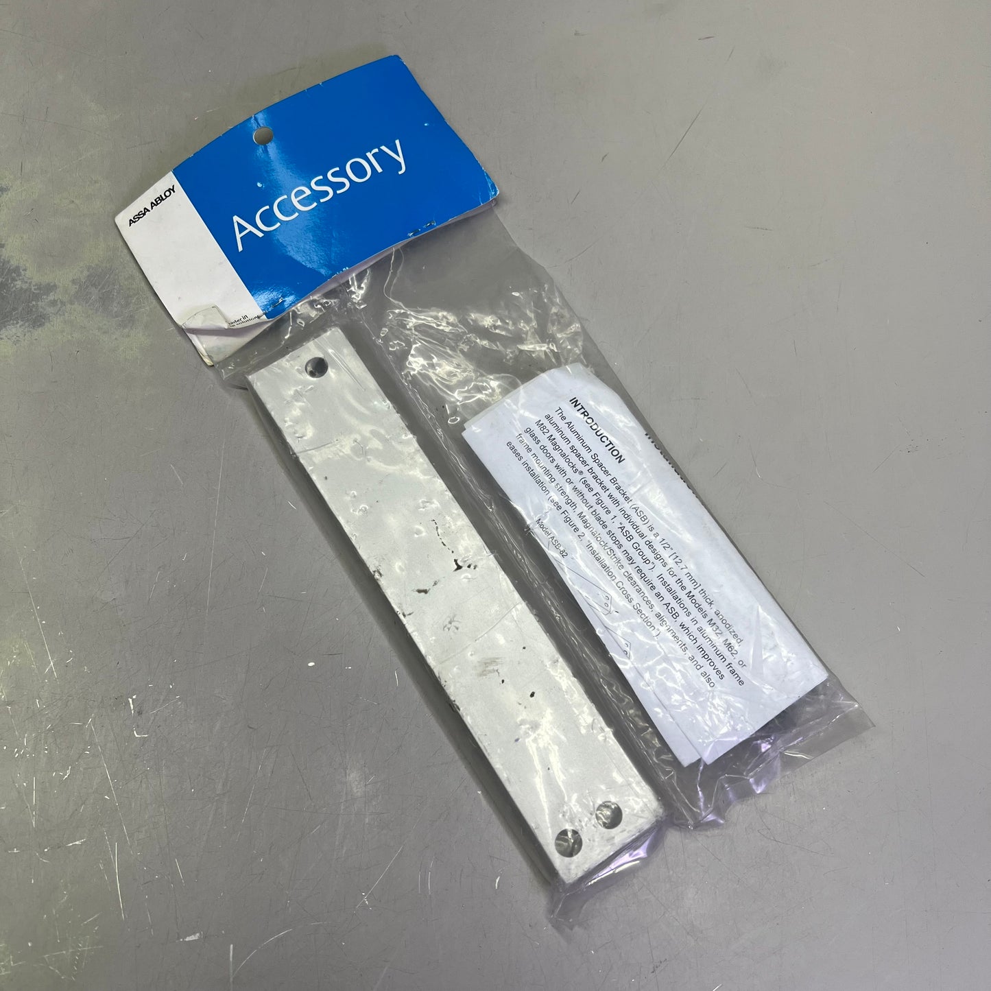 ASSA ABLOY Securitron Aluminum Shim Bracket Model 32 Hardware 8" Clear ASB-32CL