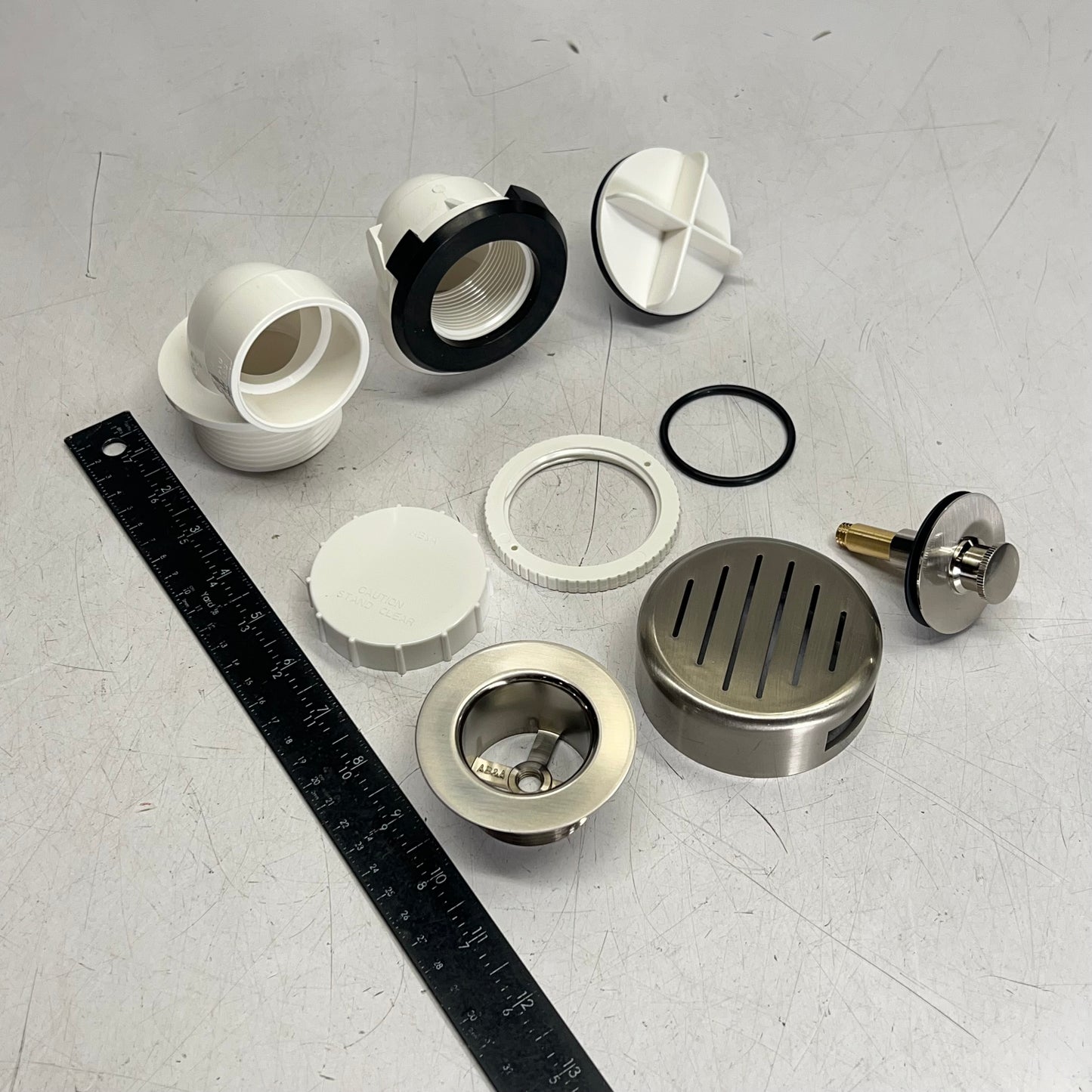 AB&B Classic Waste & Overflow Half Kit 40 PVC Pipe Compatible Satin Nickel 62009