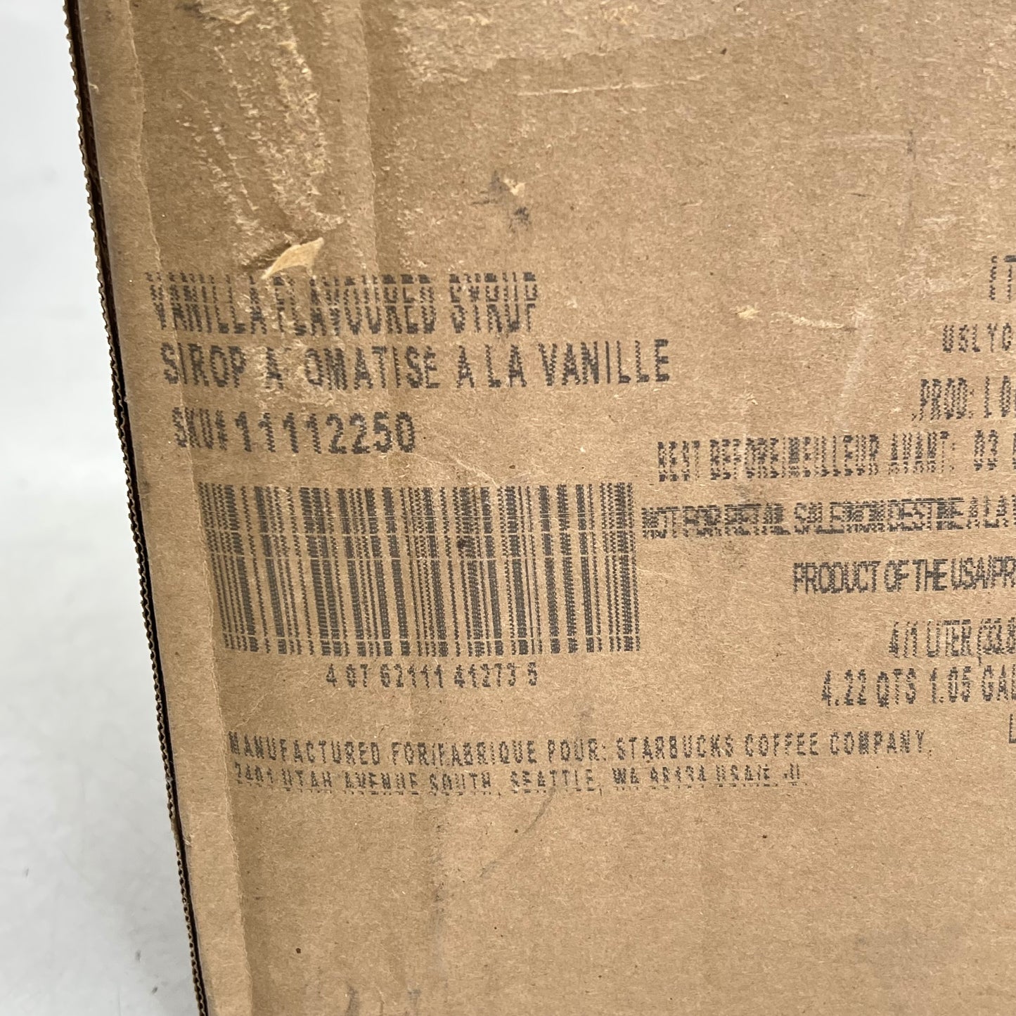 ZA@ STARBUCKS (4 PACK) Fontana Vanilla Flavored Syrup 33.8 fl oz ea BB 10/26 (As-Is)
