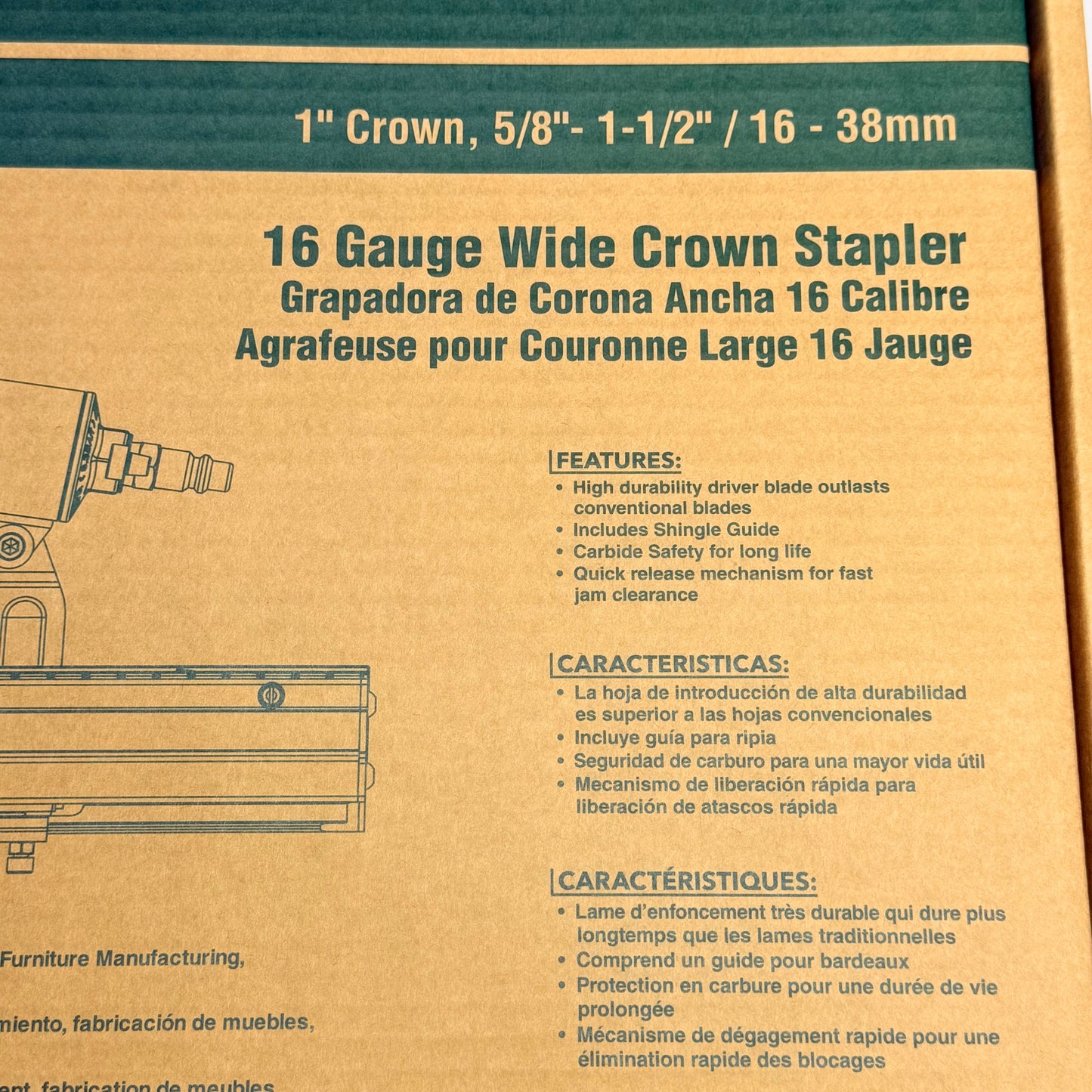 INTERCHANGE BRANDS 16 Gauge Wide Crown Stapler 1" Crown Black SP4016PRO