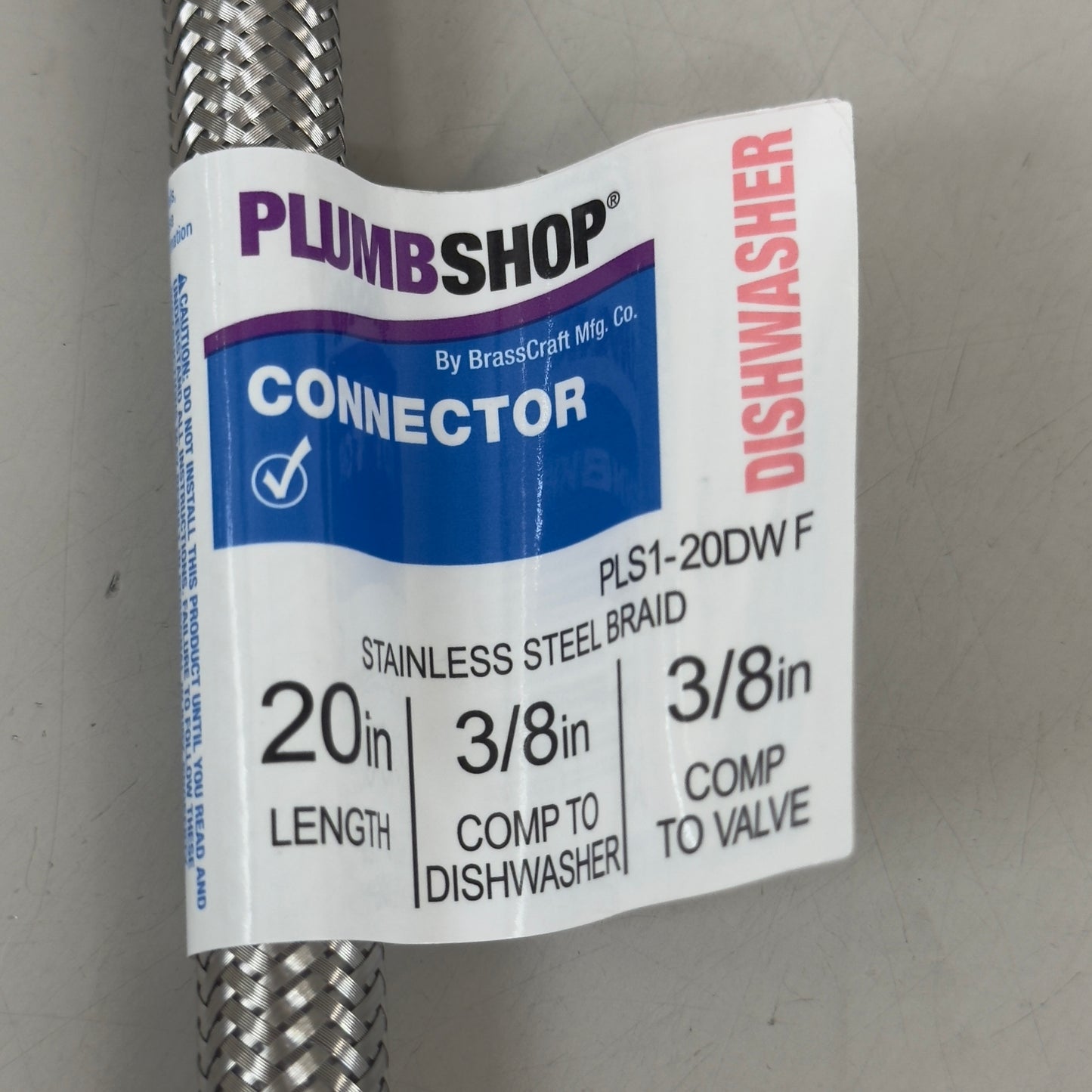 PLUMBSHOP  (5 Pack) Braided Stainless Steel Faucet Connector 3/8" Compression X 1/2" FIP PLS1-20A-F