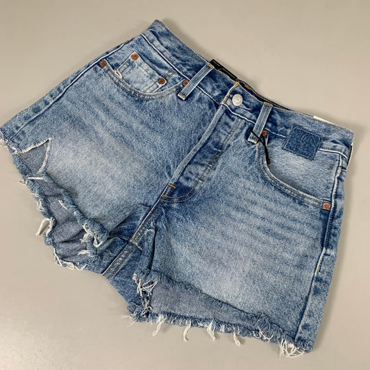 LEVIS 501 Original Fit High Rise Shorts Medium Wash Women's Sz 25 Mega Vibe Blue