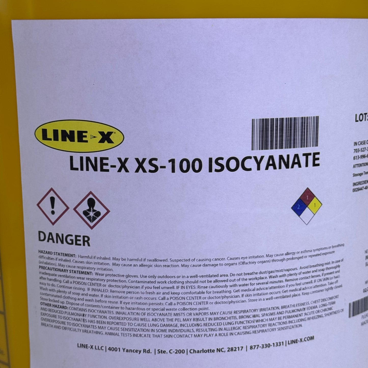 LINEX LINE-X XS-100 ISOCYANATE 40 Lbs BB 02/26