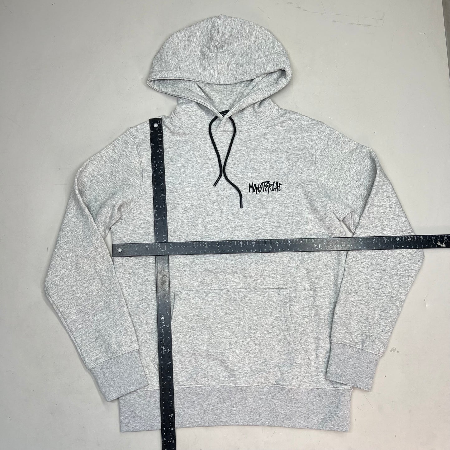 MONSTERCAT Records Hooded Pullover Sweatshirt  Men's Sz XS Heather Grey / Black