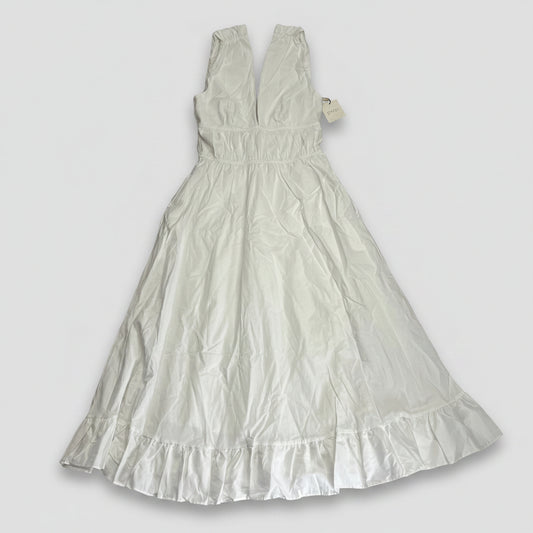 PEIXOTO Plunging V-neck Ava Midi Dress W/ Pockets Women's Sz S White 46018-WHT