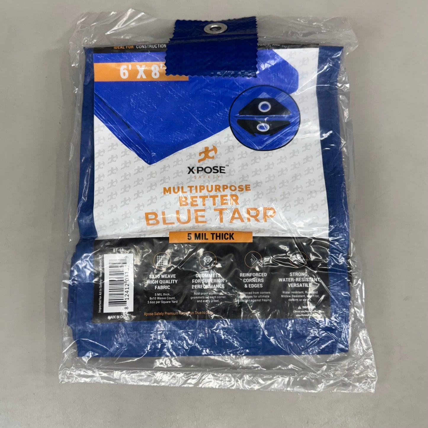 ZA@ X POSE (2 PACK) Multipurpose Better Blue Tarp 5 Mil Thick 6'x8' Blue BT-68 A