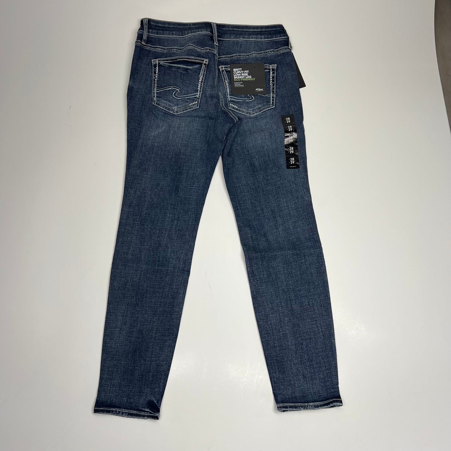 SILVER JEANS CO Britt Curvy Fit Low Rise Skinny Leg Women's Sz 29/29 Indigo