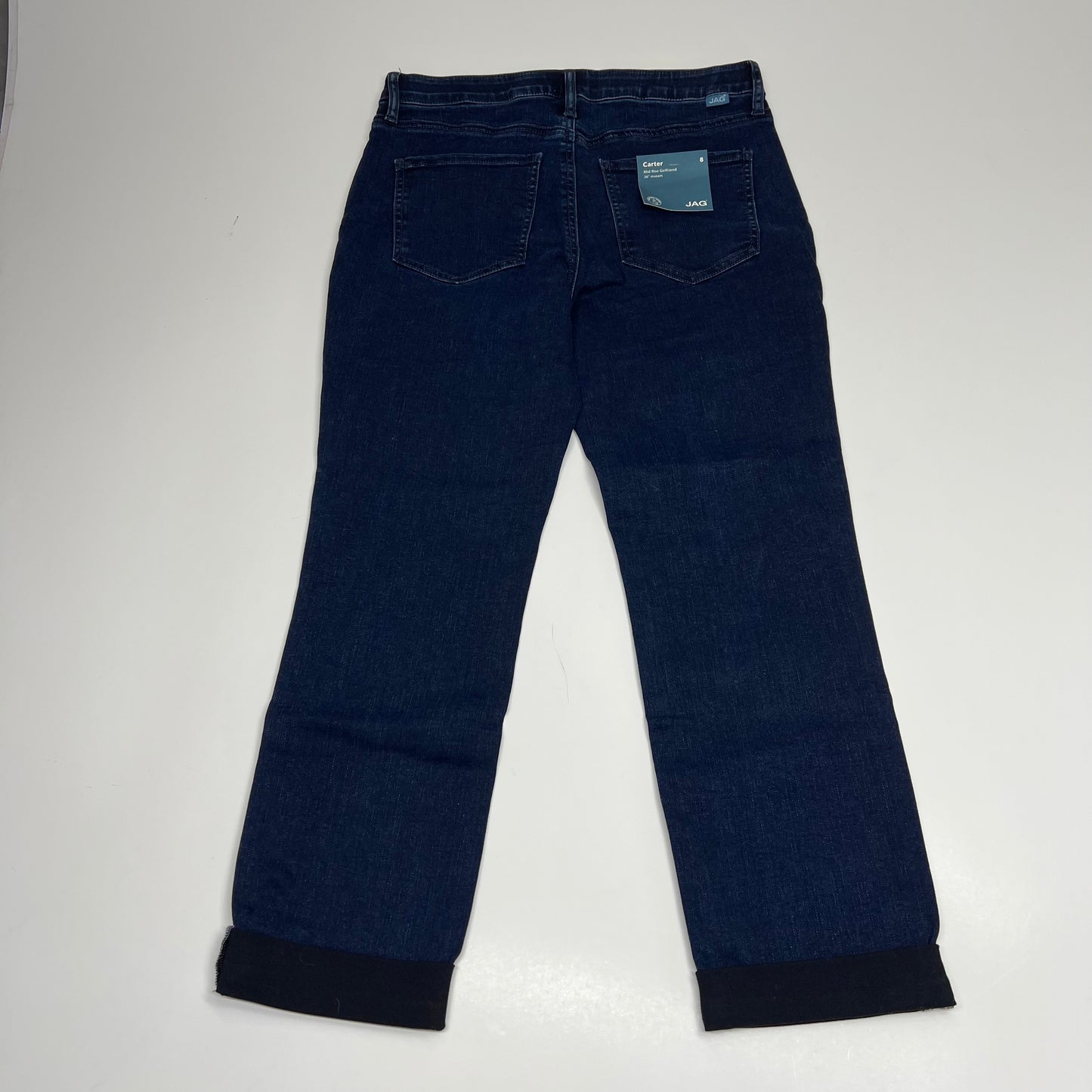 JAG Carter Girlfriend Jeans Elastic Waist Women's Sz 8/26 10" Mid-Rise Midnight