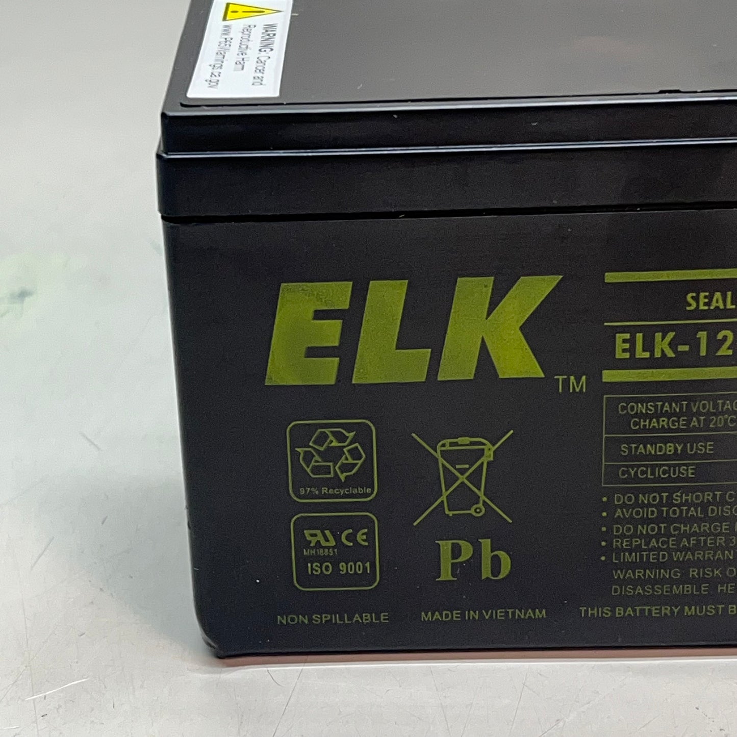 ELK Rechargeable Sealed Lead-Acid Battery Maintenance Free 12V 8Ah ELK-1280