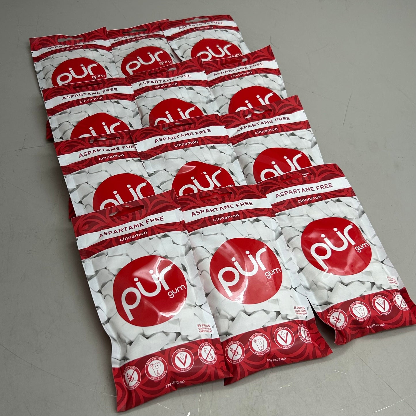 ZA@ PUR (12 PACK, 55 Pieces Each) Sugar Free Cinnamon Flavored Chewing Gum D