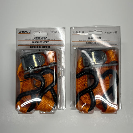 ZA@ UHAUL (2 PACK) Sport Strap  10' Long 1,500lb Break Strength Orange #SS