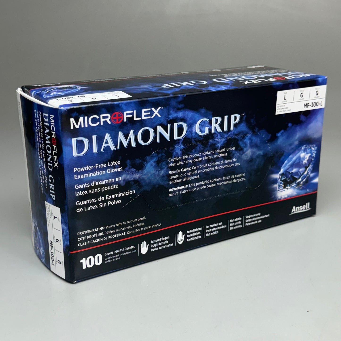 MICROFLEX (100 Pack) Diamond Grip Latex Disposable Gloves Size: L MF-300-L