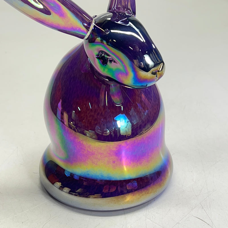 HUNT SLONEM Hand Blown Bunny Scuplture  13" L Rainbow Chromatic Hue