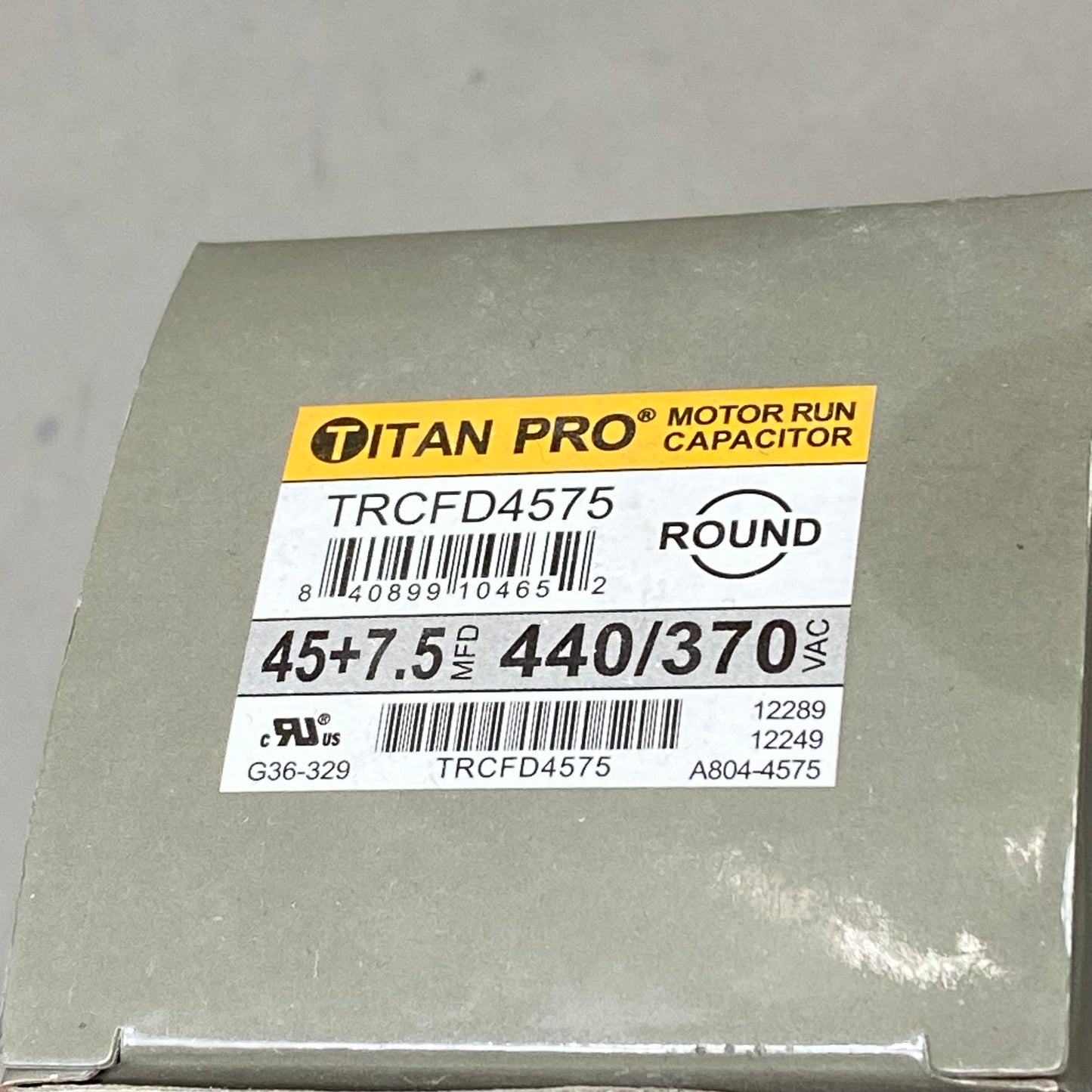 TITAN PRO Motor Run Capacitor 2.5"x3.74" Grey TRCFD4575