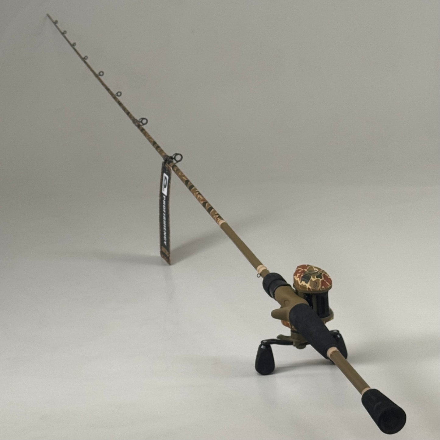 PROFISHIENCY Retro Bait Cast Camo Fishing Rod Combo 7ft Brown RETROGBC