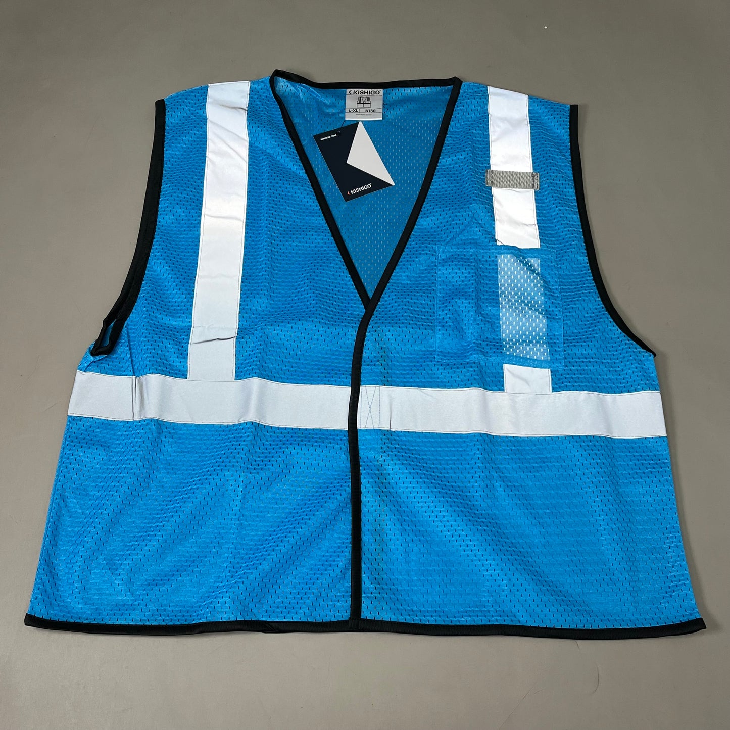 KISHIGO (5 PACK) Enhanced Visibility Mesh Vest Workwear Unisex SZ L-XL Blue B130