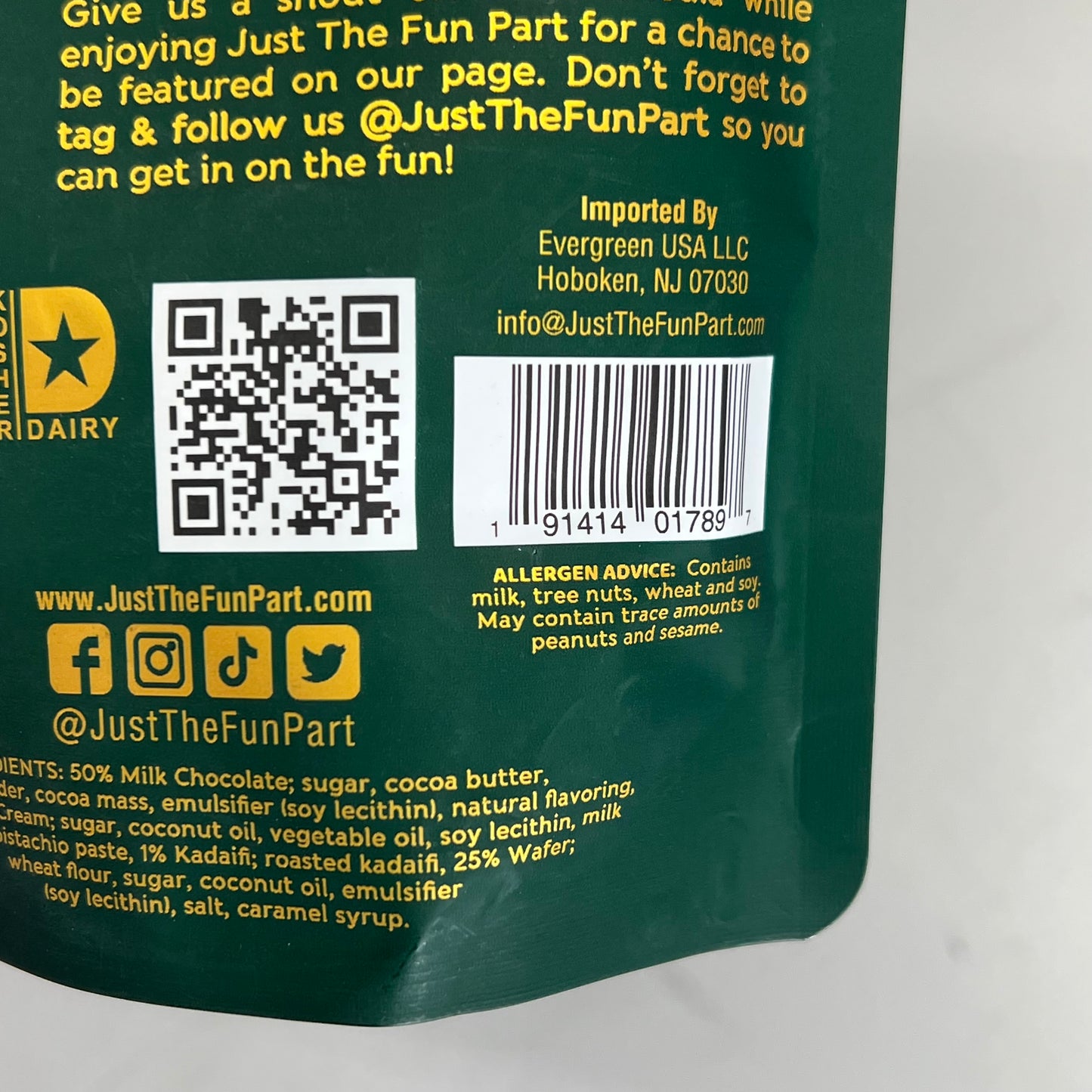 JUST THE FUN PART (6 PACK) Dubai Style Cones Bite Sized Treats 4.23 oz  BB 02/28
