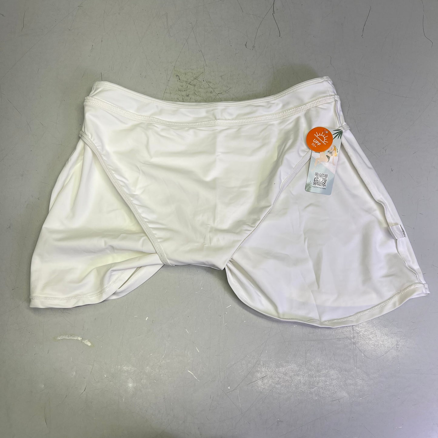 CHARMO High Waisted Swim Bottom Skirt W/ Built-in Briefs Women's Sz L White